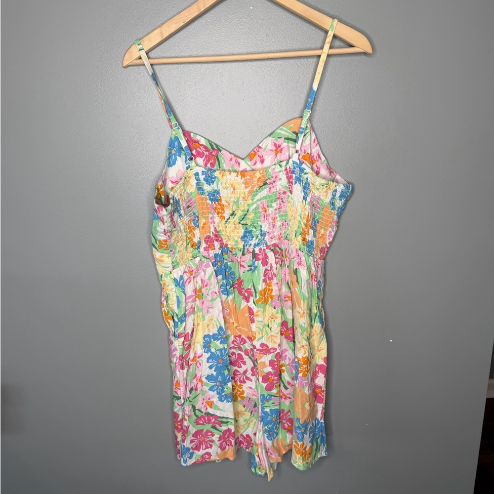NWT Old Navy Fit and Flare Colorful Floral Linen Blend Romper - Picture 4 of 13